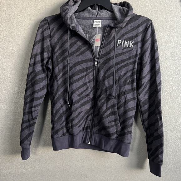 VS Pink Bling large logo gray leopard hoodie & pants set - Picture 5 of 5